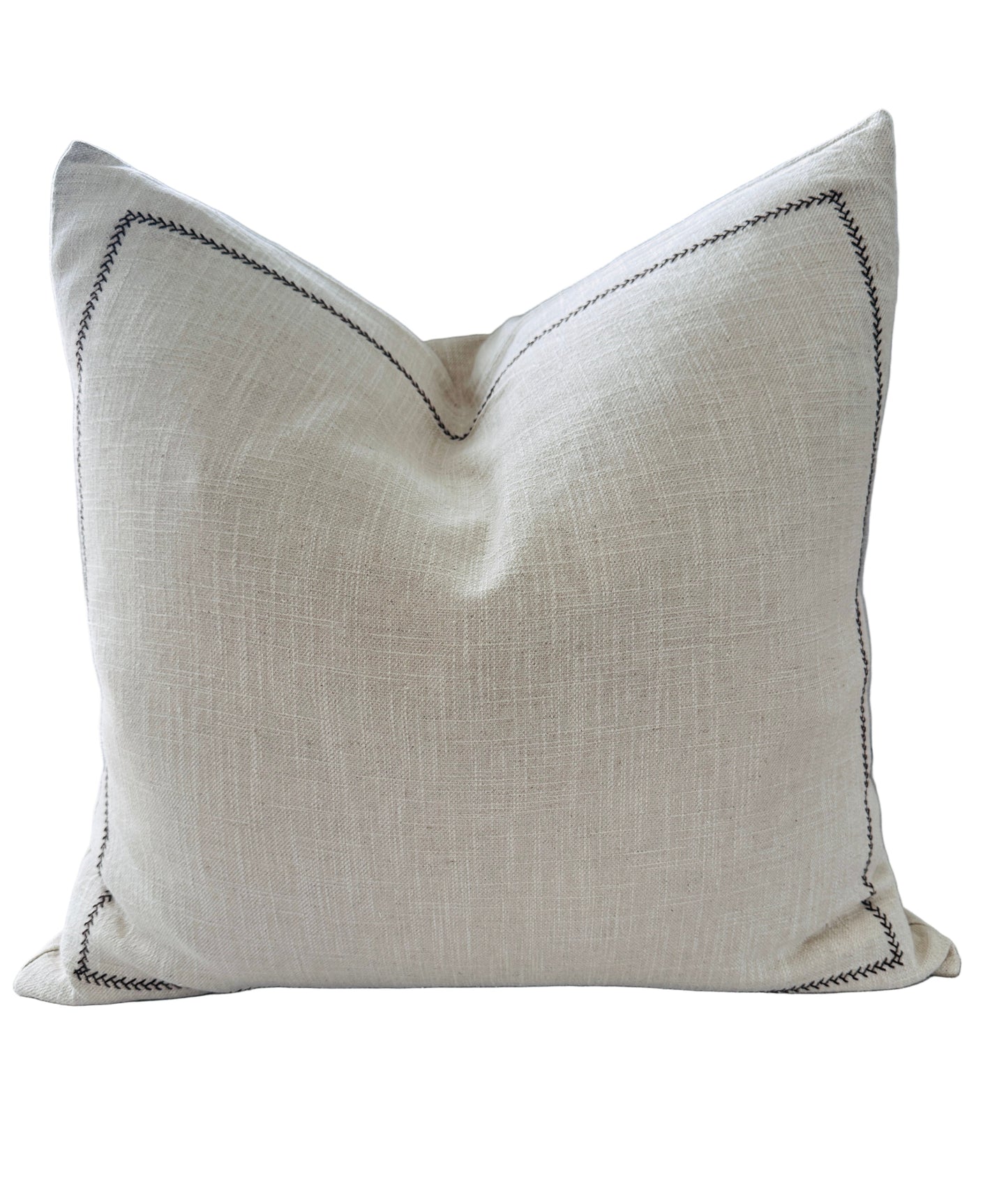 Delilah Herringbone Embroidery Linen Cotton Cushion 55cm