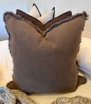 Champetre Heavy Weight French Linen Cushion 55cm Square - Chocolate Brown