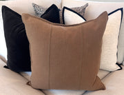 Eveleigh  Stonewashed Linen Cotton Cushion 55cm Square - Stone Embroidery Double Striped