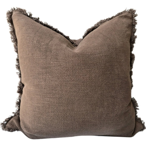 Champetre Heavy Weight French Linen Cushion 55cm Square - Chocolate Brown