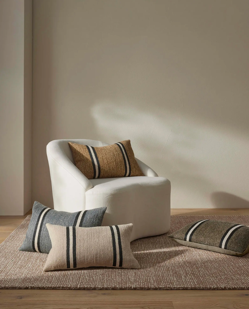 Mila Oyster - Chunky Stripe Lumbar Cushions