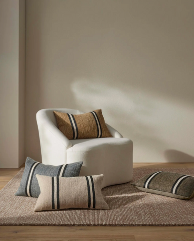 Mila Oyster - Chunky Stripe Lumbar Cushions