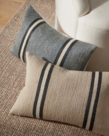 Mila Oyster - Chunky Stripe Lumbar Cushions